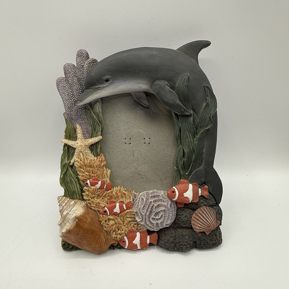 Dolphin Picture Frame 3D Beach Coastal Clown Fish Sea Life 4x6 Photo Frame